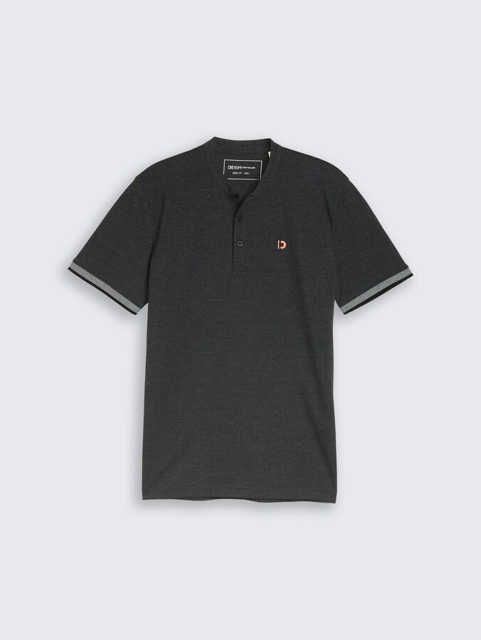 Piqué Poloshirt mit Stehkragen von Denim Male, Black