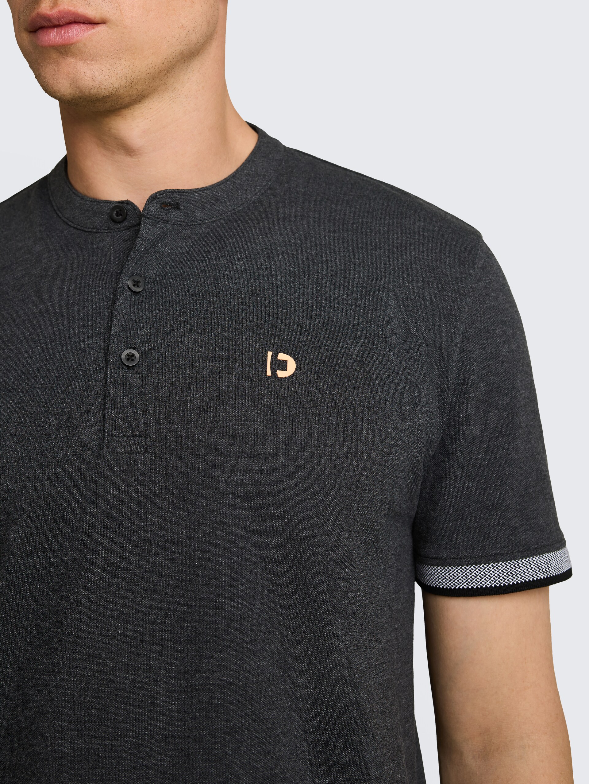 Piqué Poloshirt mit Stehkragen - Black
