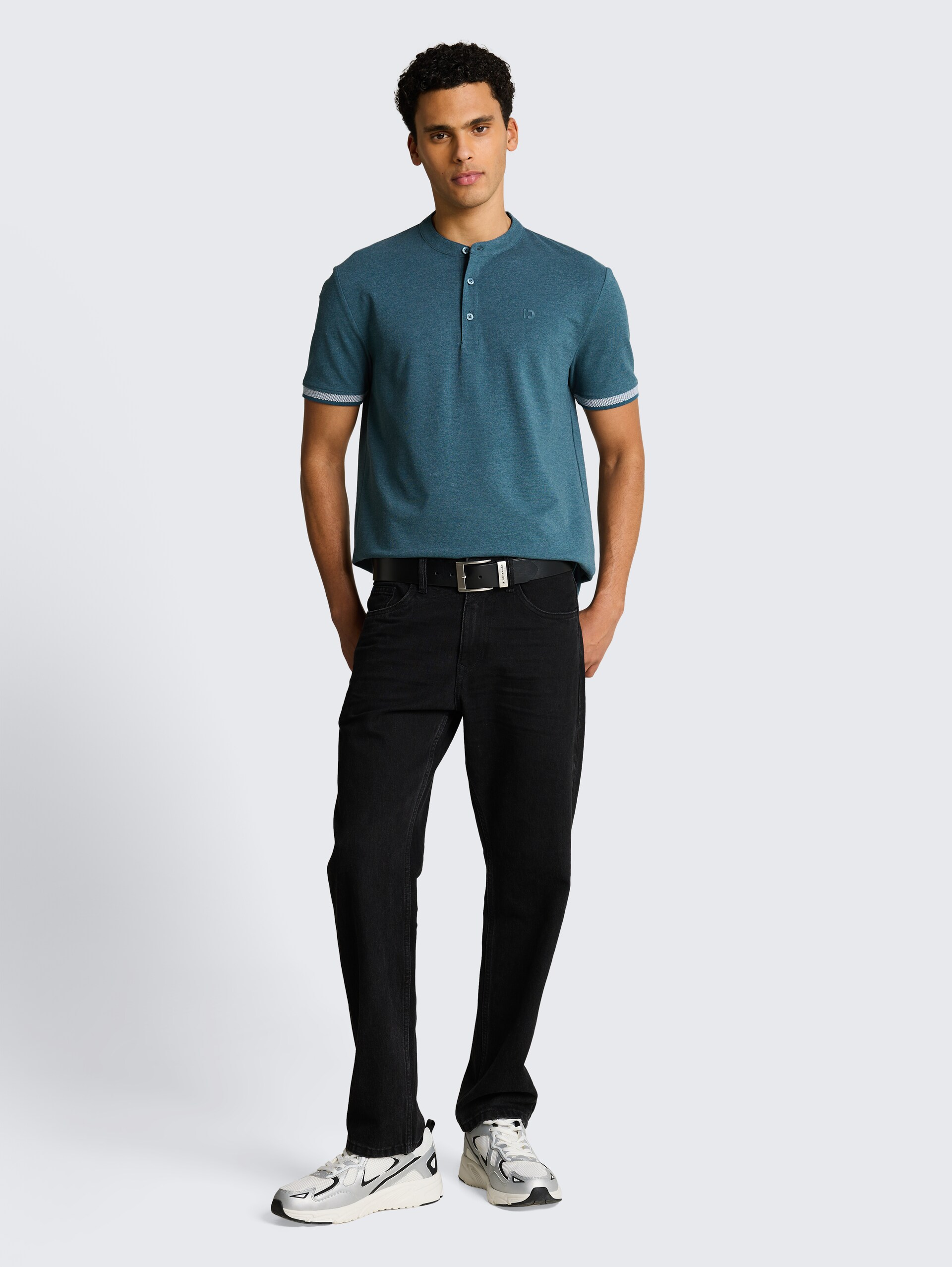 Piqué poloshirt met opstaande kraag - tide petrol