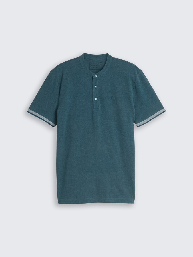 Piqué Poloshirt mit Stehkragen von Denim Male, tide petrol