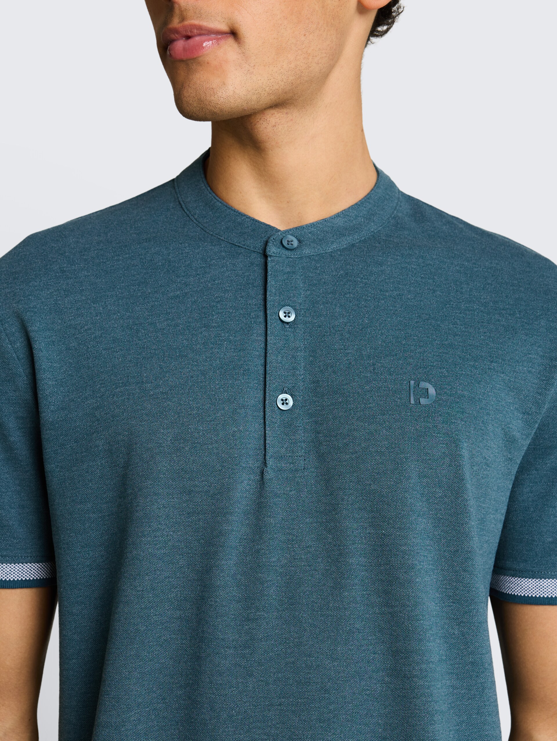 Piqué poloshirt met opstaande kraag - tide petrol