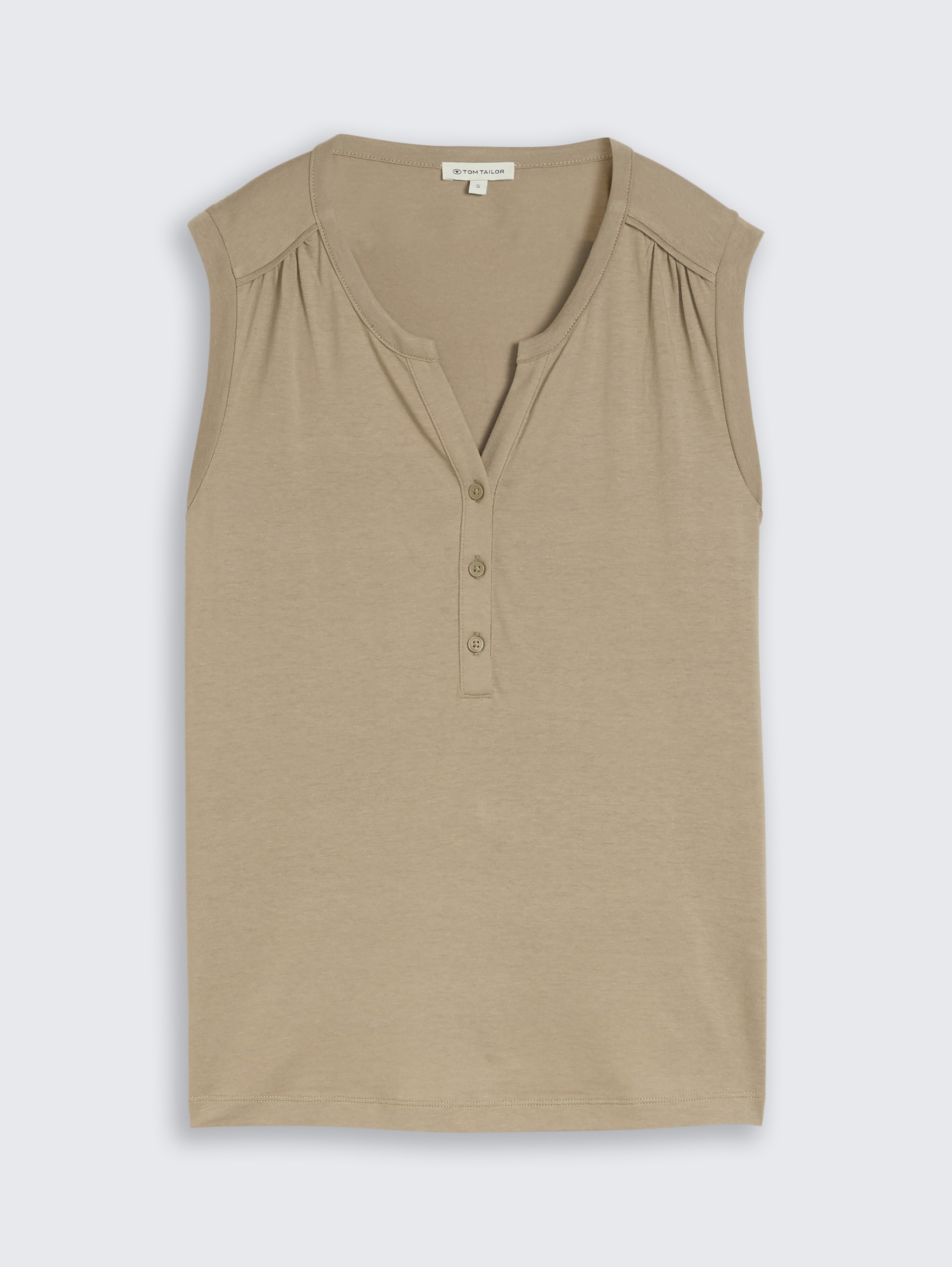 Henley-top met plooien - Silver Olive - Product vooraanzicht