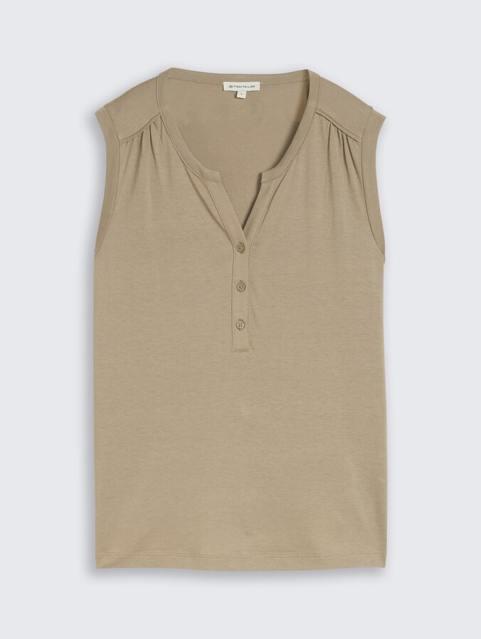 Henley Top mit Raffungen von Women, Silver Olive