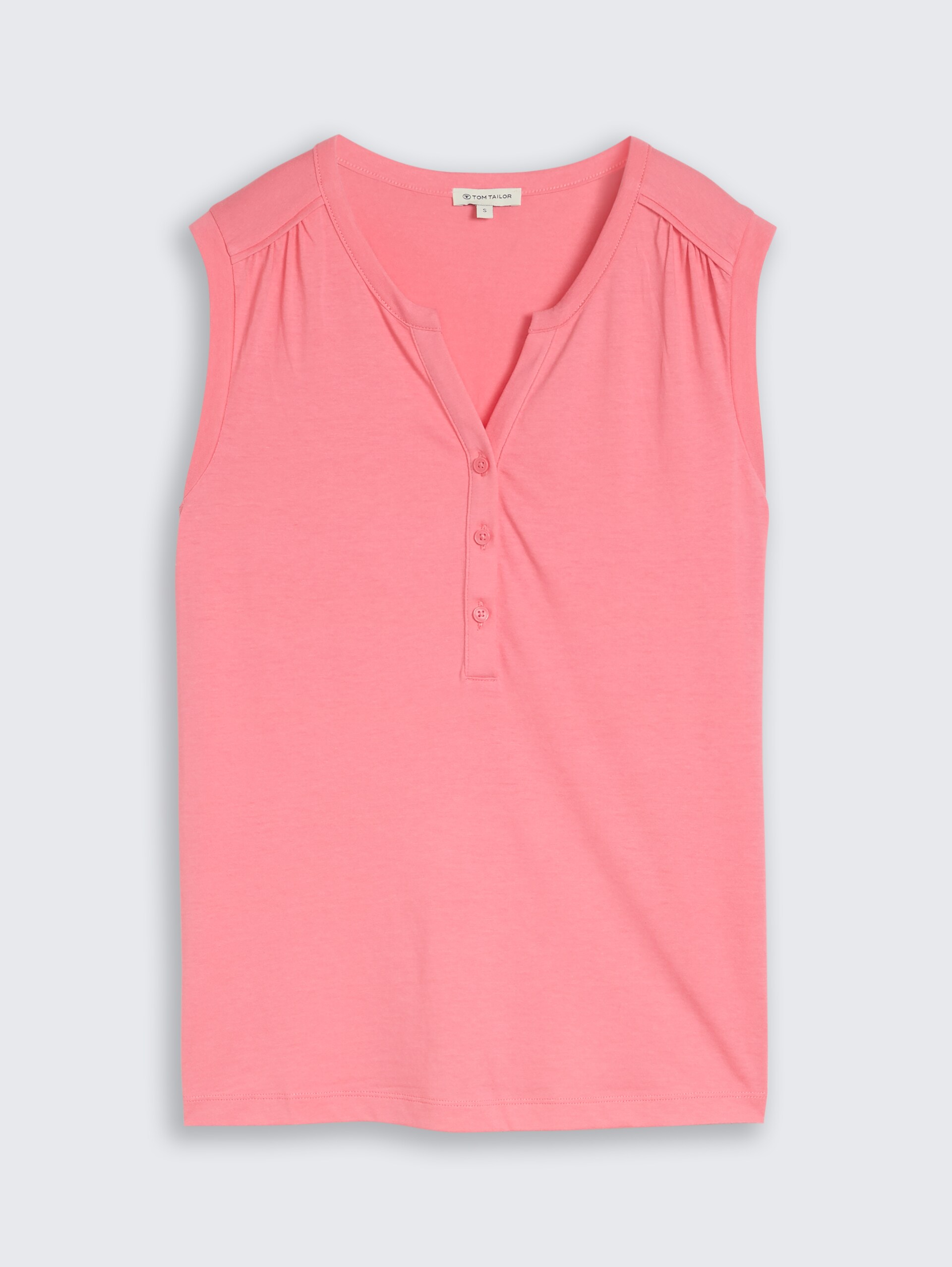Henley-top met plooien - soft fuchsia pink - Product vooraanzicht