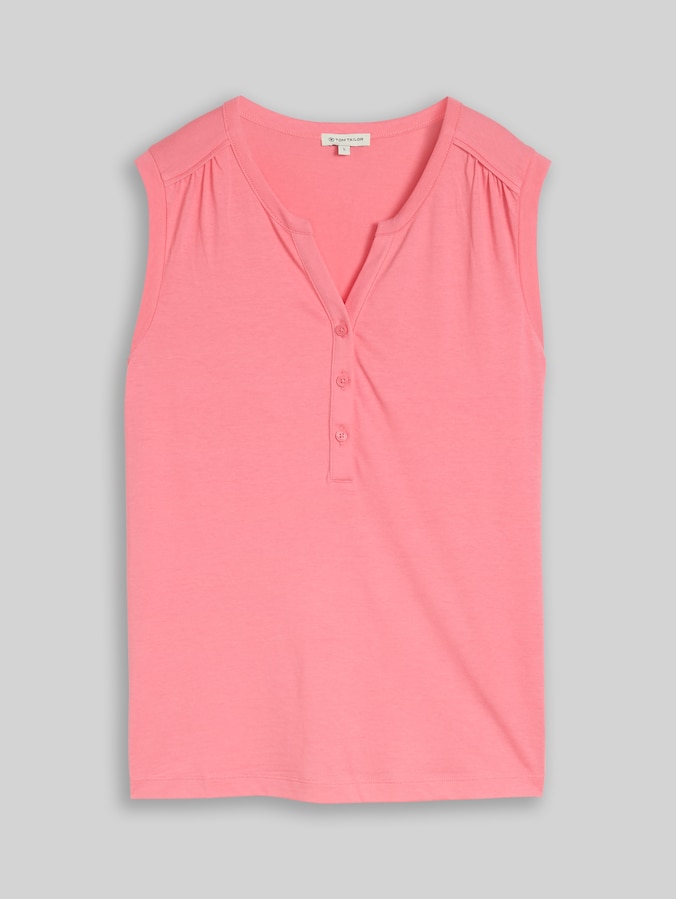 Top Henley froncé par Women, soft fuchsia pink