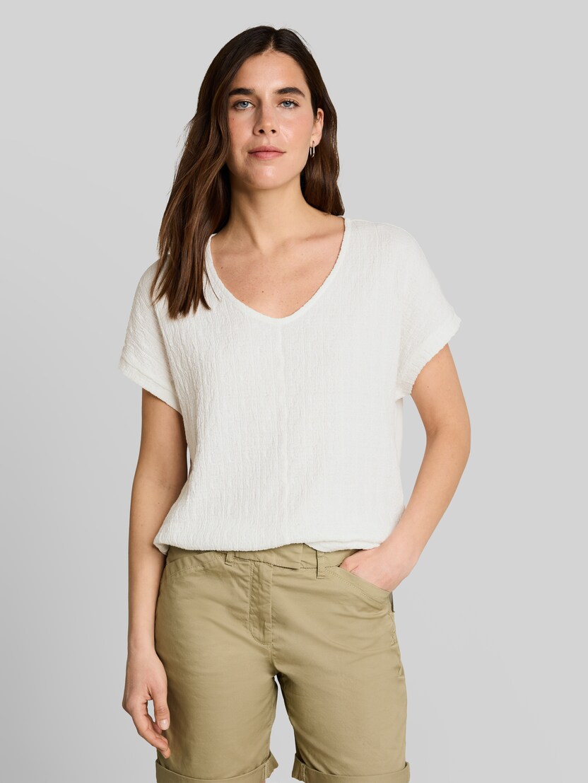 Loose Fit T-Shirt im Material-Mix von Women, Whisper White
