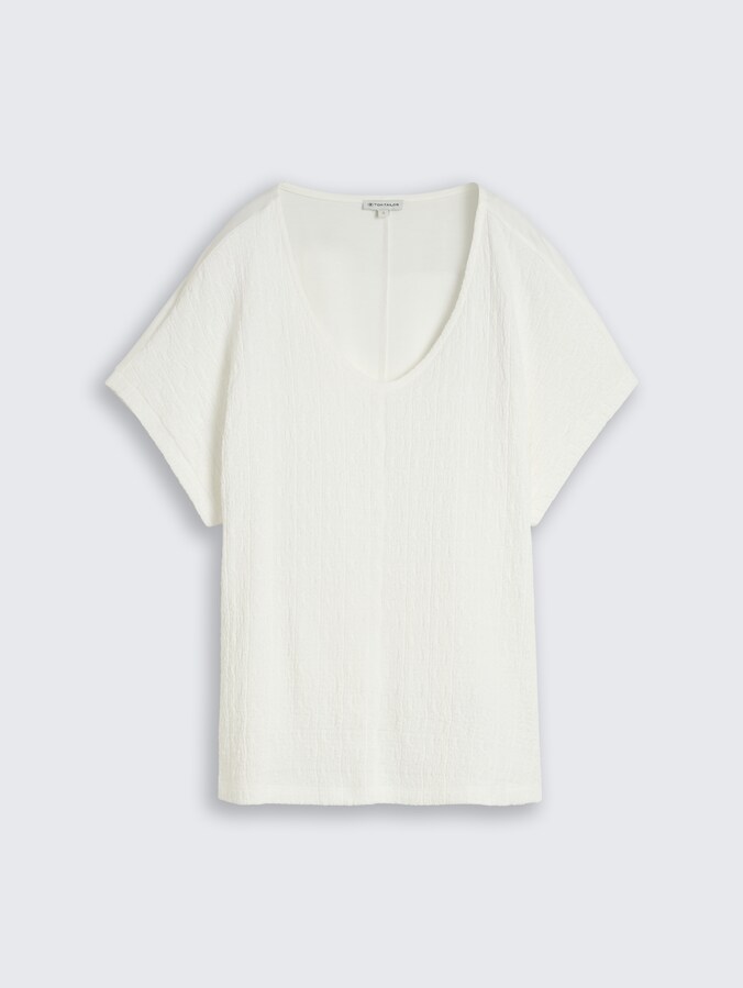 Loose Fit T-Shirt im Material-Mix von Women, Whisper White