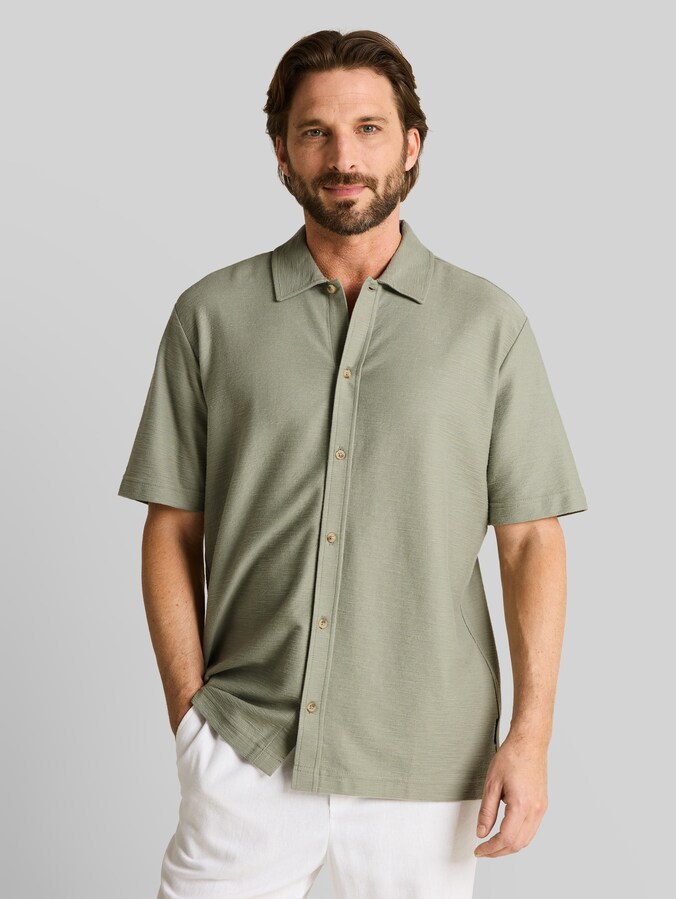 Chemise en jersey coupe classique par Men, Greyish Shadow Olive