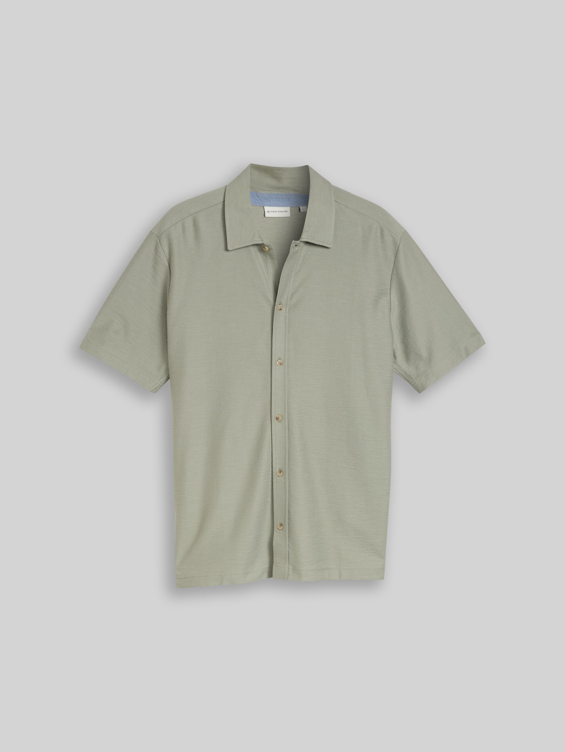 Regular Fit Hemd aus Jersey - Greyish Shadow Olive - Vorder-Produkt-Ansicht