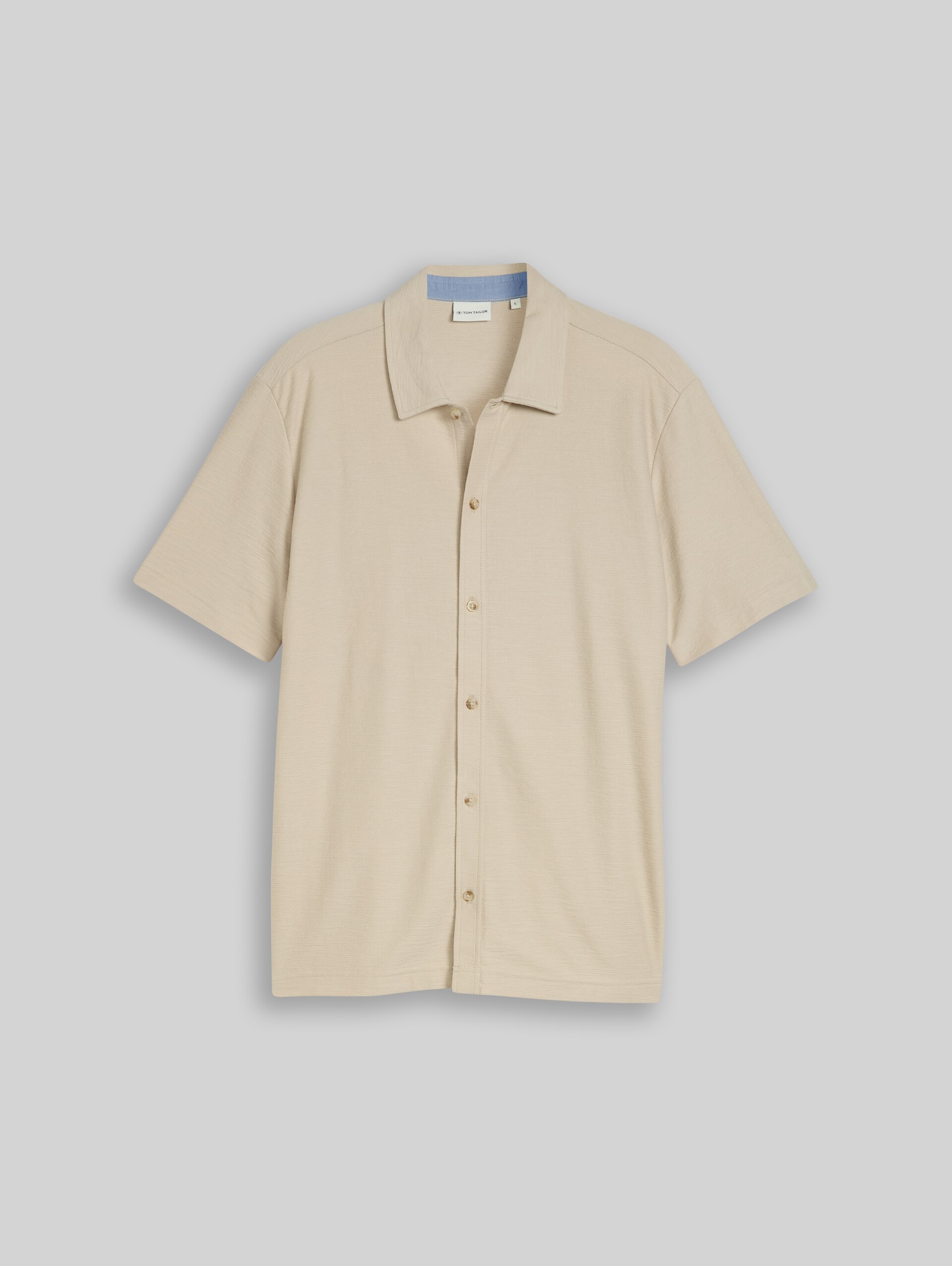 Regular Fit Hemd aus Jersey - Cashew Beige - Vorder-Produkt-Ansicht