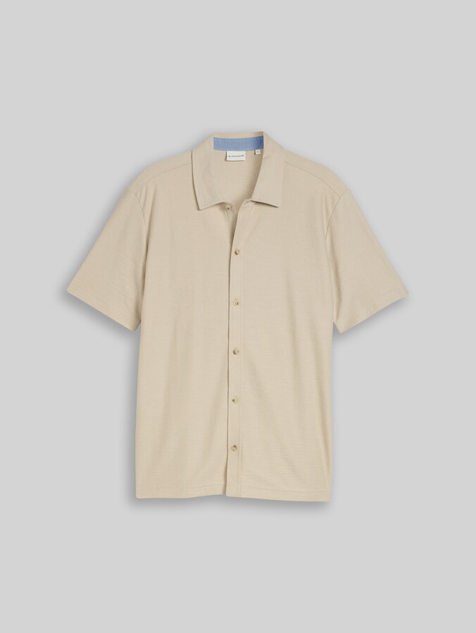 Regular fit overhemd van jersey door Men, Cashew Beige