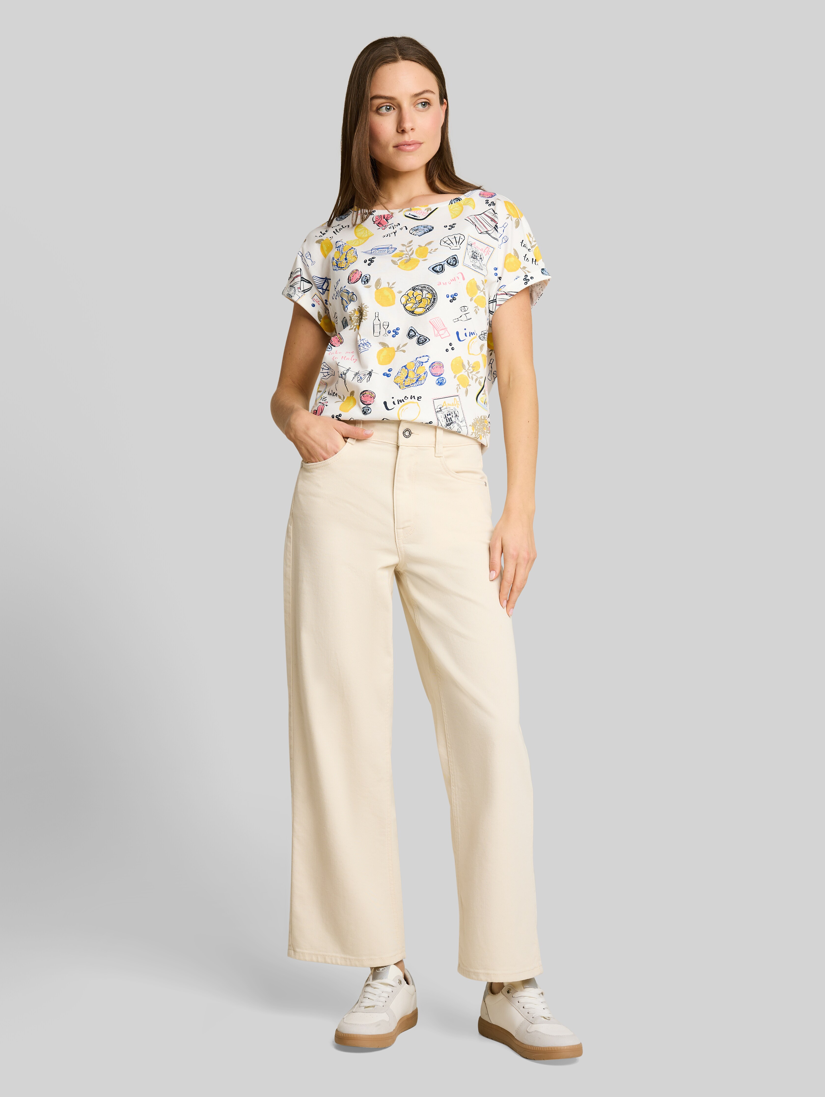 T-shirt with all-over print in white by Tom Tailor