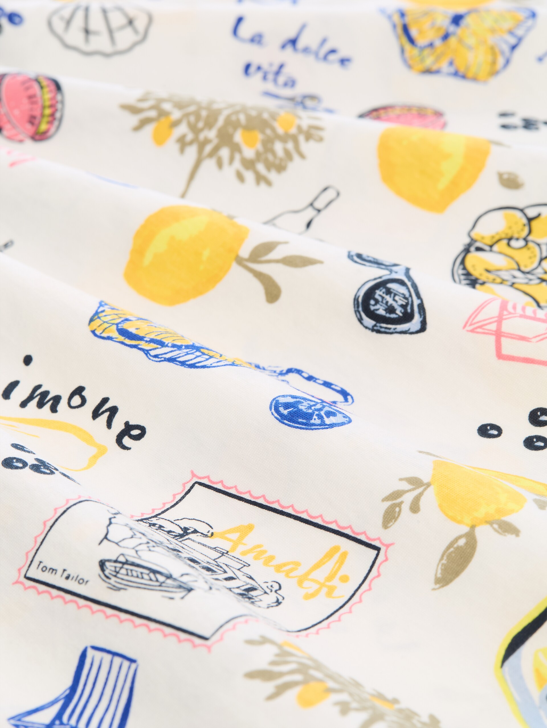 T-shirt met all-over print - summerly lemon print - Materiaalweergave