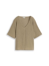 Geselecteerd, Crinkle T-shirt met V-hals door Tom Tailor, groen