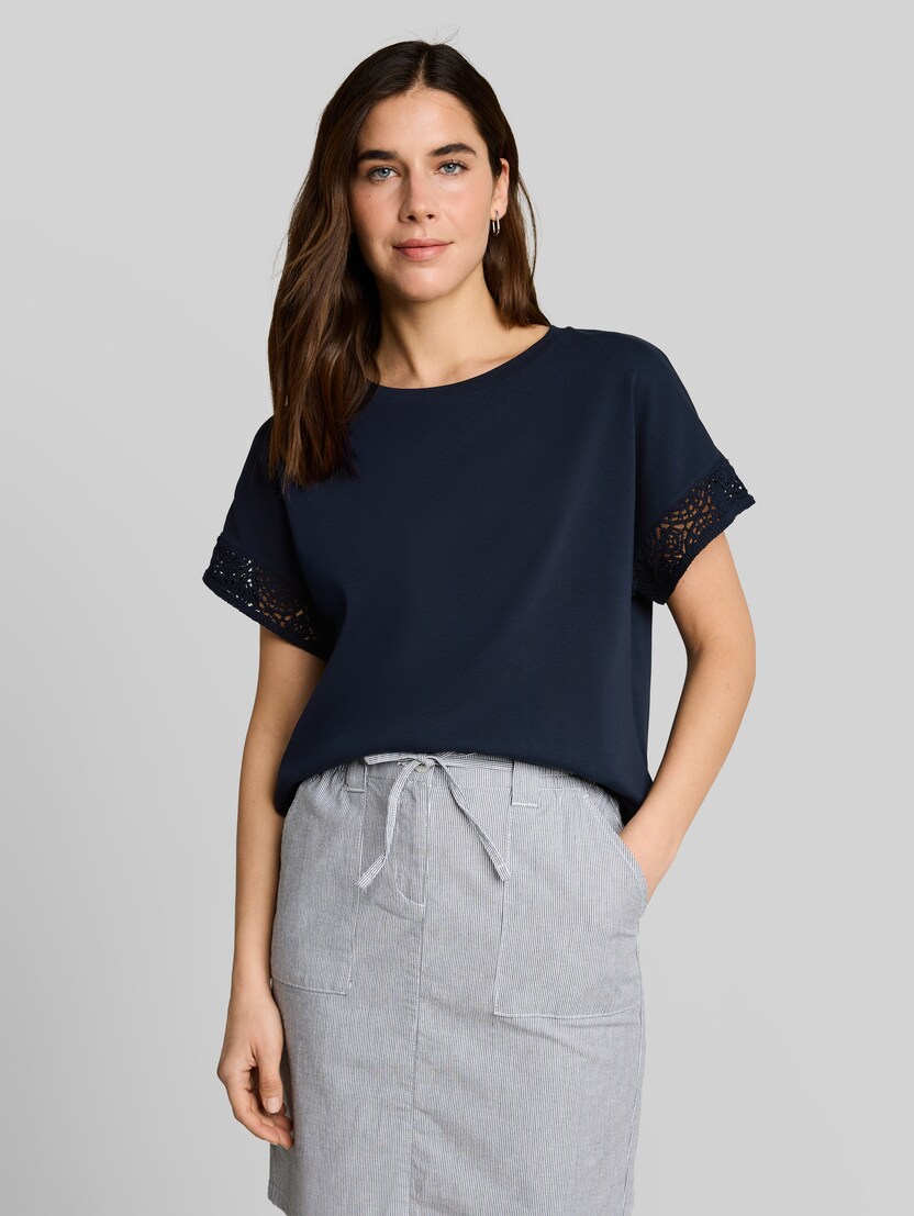 Loose Fit T-Shirt mit Crochet-Ärmeln von Women, sky captain blue