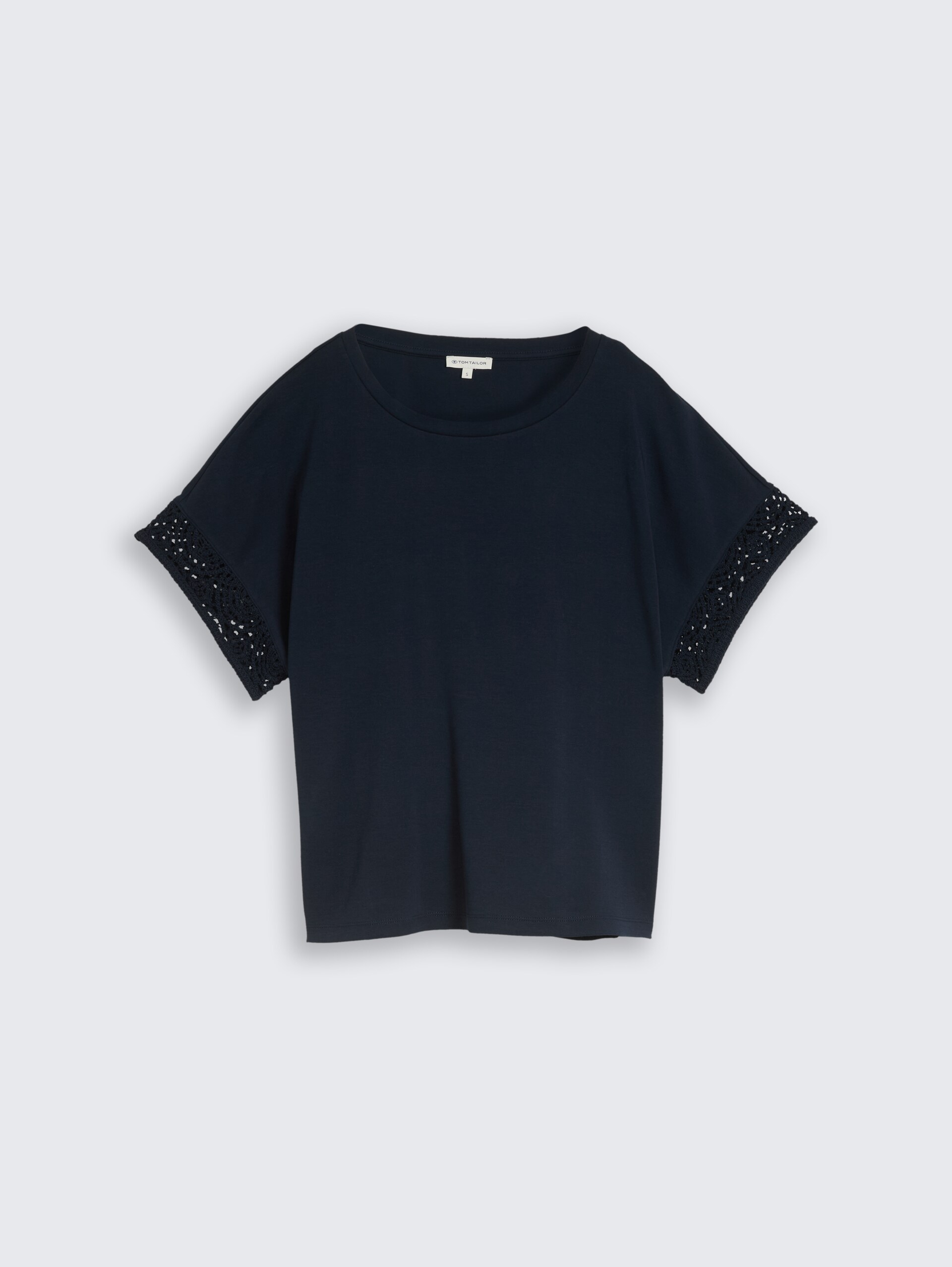 Loose Fit T-Shirt mit Crochet-Ärmeln - sky captain blue - Vorder-Produkt-Ansicht