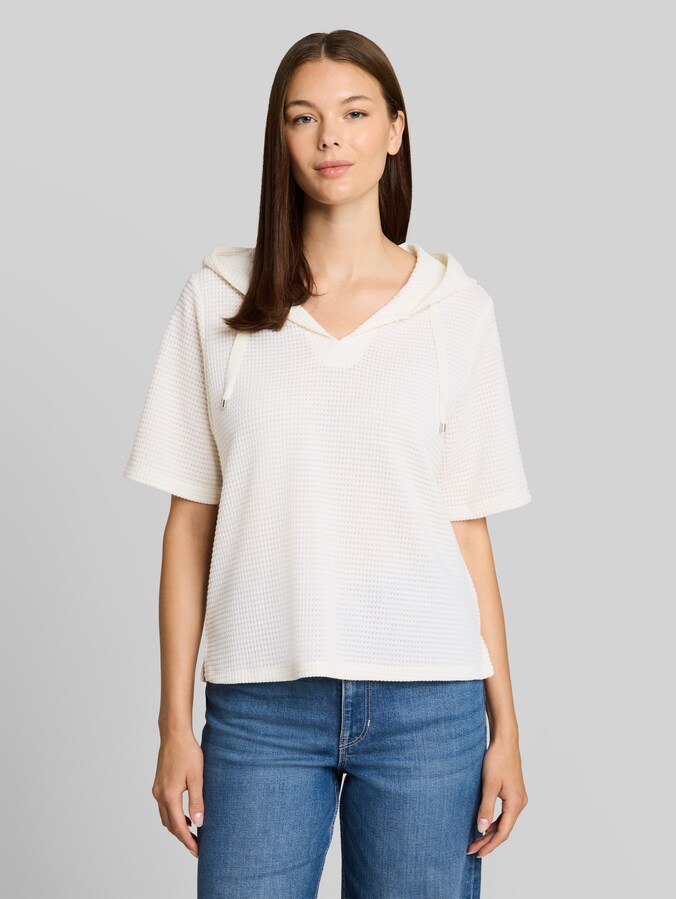 Loose-fit jacquard hooded sweatshirt by Women, Whisper White