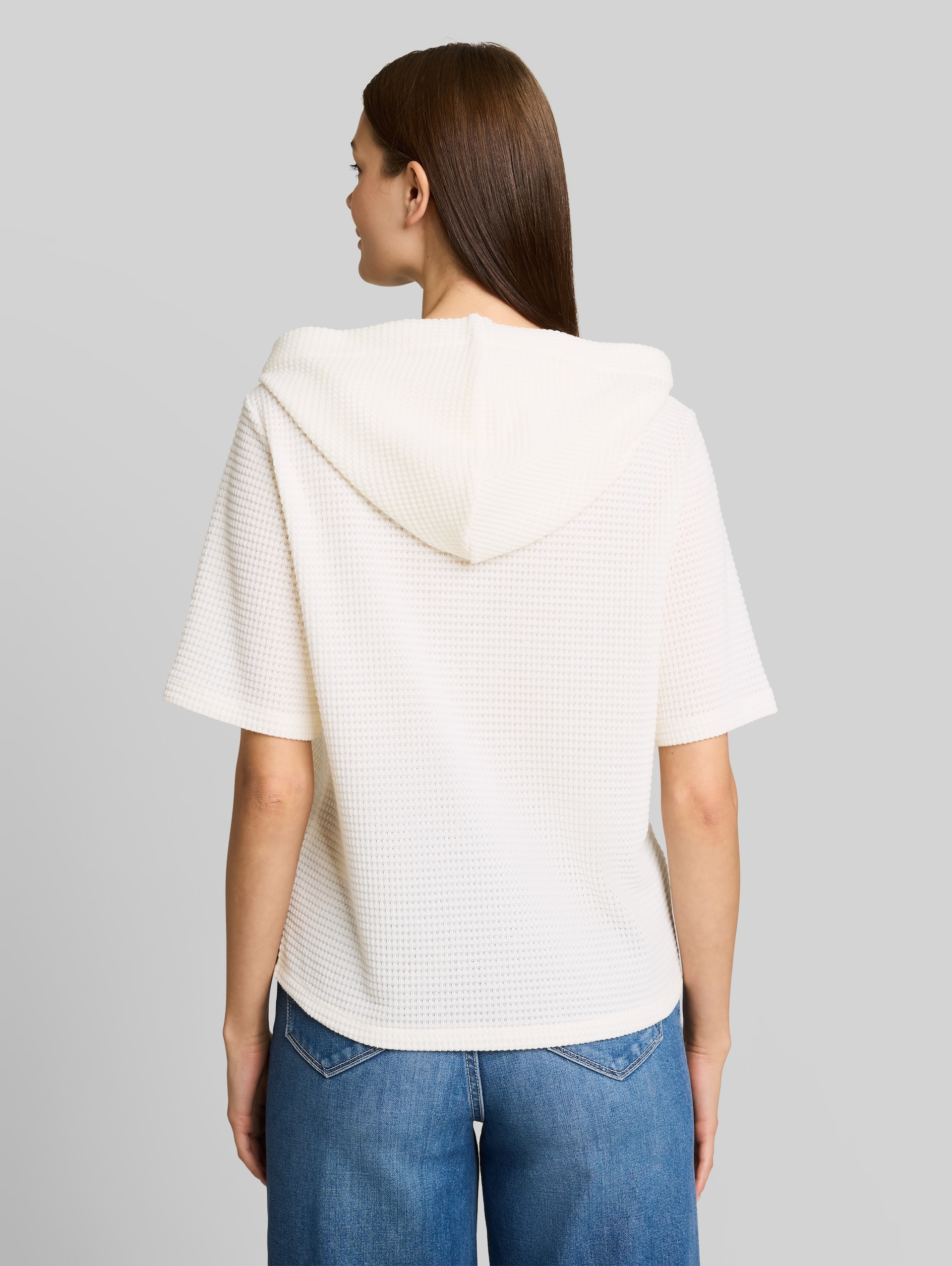 Loose Fit Jacquard Hoodie Sweatshirt - Whisper White - Auschnitt Model-Rückansicht
