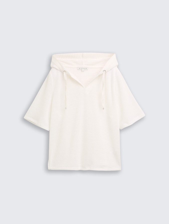 Loose Fit Jacquard Hoodie Sweatshirt von Women, Whisper White