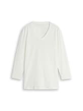 Ausgewählt, Basic Langarmshirt mit V-Ausschnitt von Tom Tailor, weiß