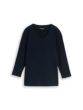 Nicht ausgewählt, Basic Langarmshirt mit V-Ausschnitt von Tom Tailor, blau