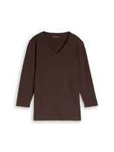 Geselecteerd, Basic T-shirt met lange mouwen en V-hals door Tom Tailor, bruin