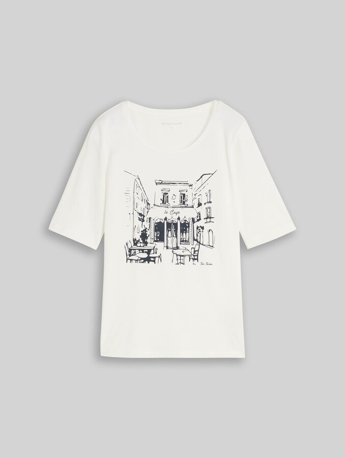 Slim Fit T-Shirt mit Print von Women, Whisper White