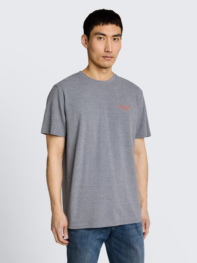 Piqué T-Shirt in Melange-Optik von Men, sky captain blue