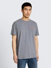 Piqué T-shirt in gemêleerde look - sky captain blue - Nek model vooraanzicht