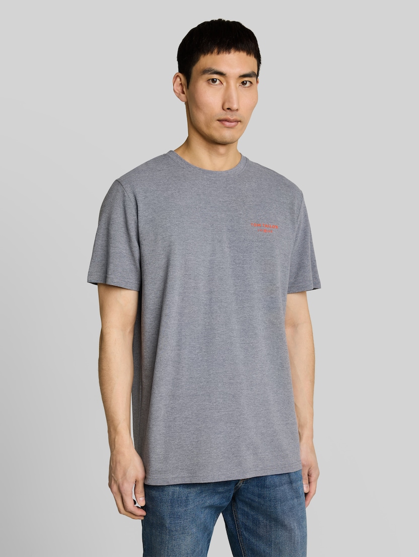 Piqué T-Shirt in Melange-Optik von Men, sky captain blue