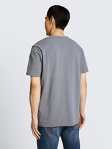 Piqué T-shirt in gemêleerde look - sky captain blue - Neklijn model-achteraanzicht