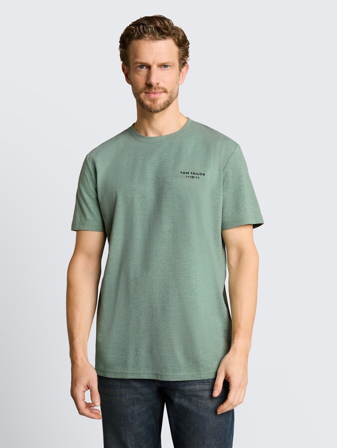 Piqué T-Shirt in Melange-Optik von Men, Garden Green