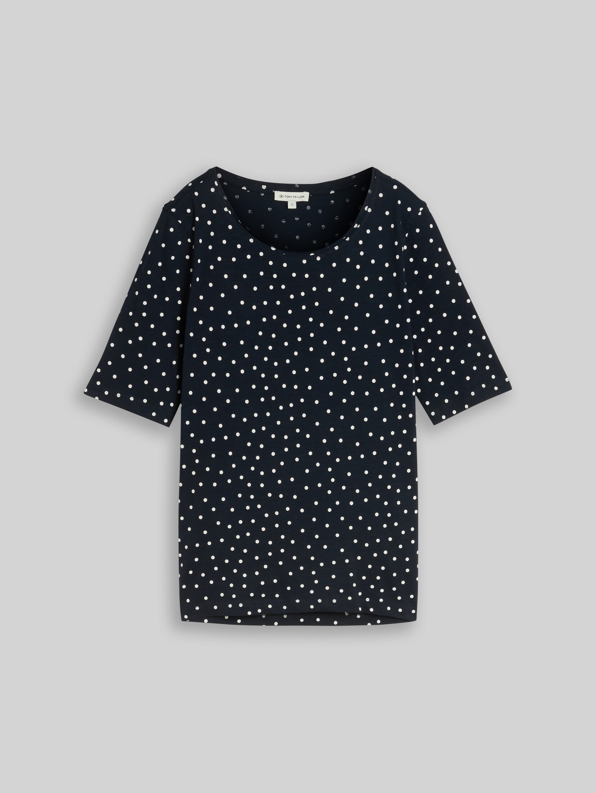Polka dot T-shirt - navy white small dot design - Front product view