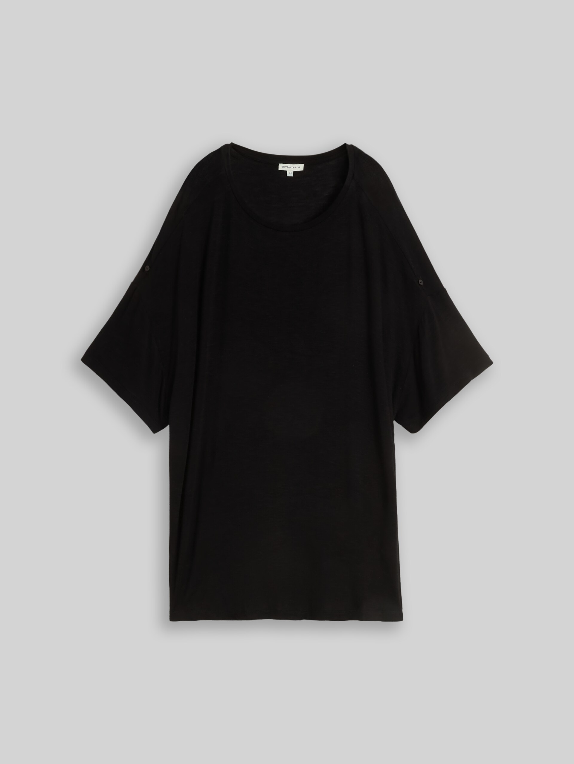 Plus Size - T-shirt à ourlets retroussables - deep black - Vue de face du produit