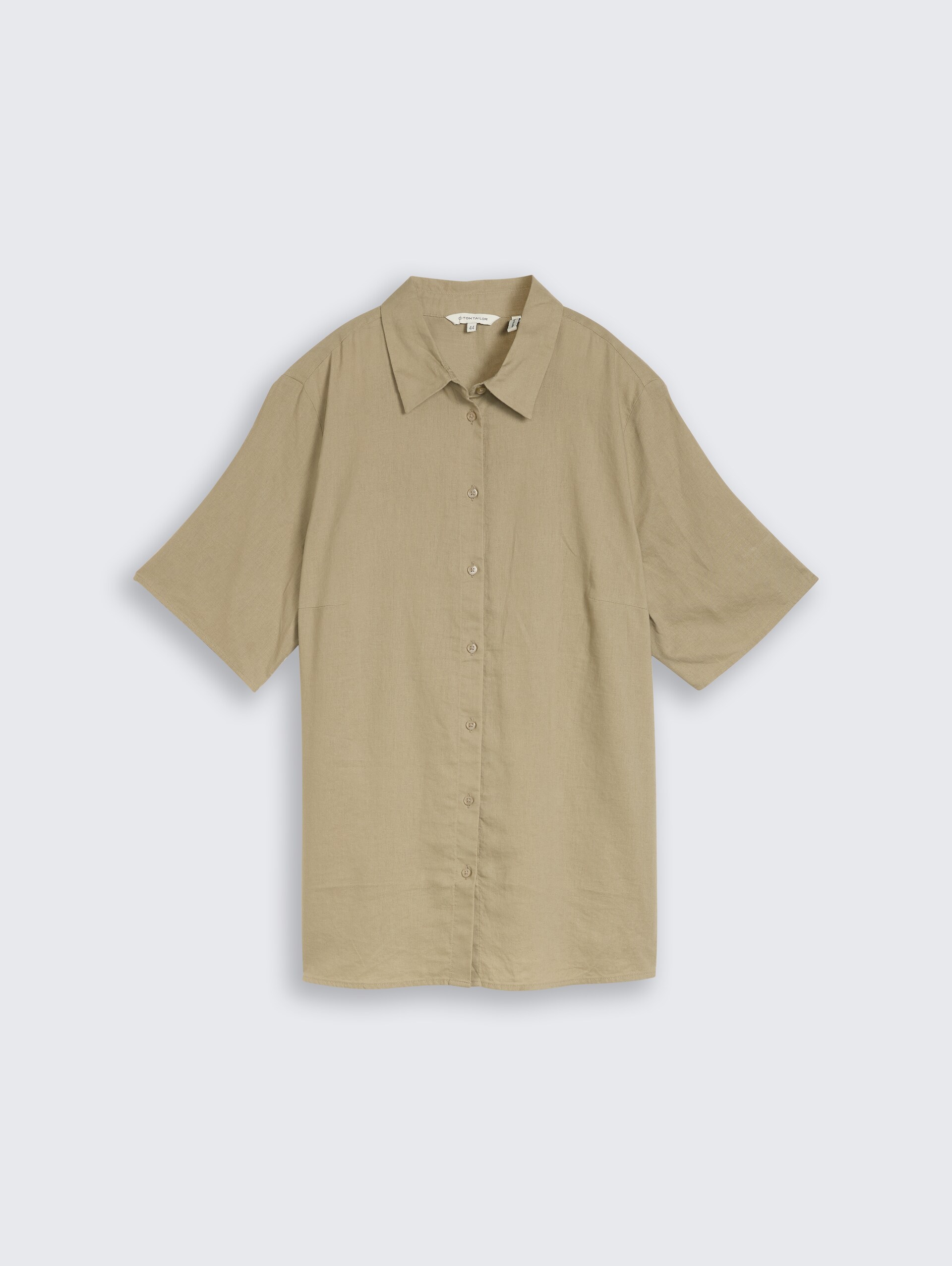 Plus Size - Loose Fit Bluse mit Leinenanteil - Silver Olive - Vorder-Produkt-Ansicht