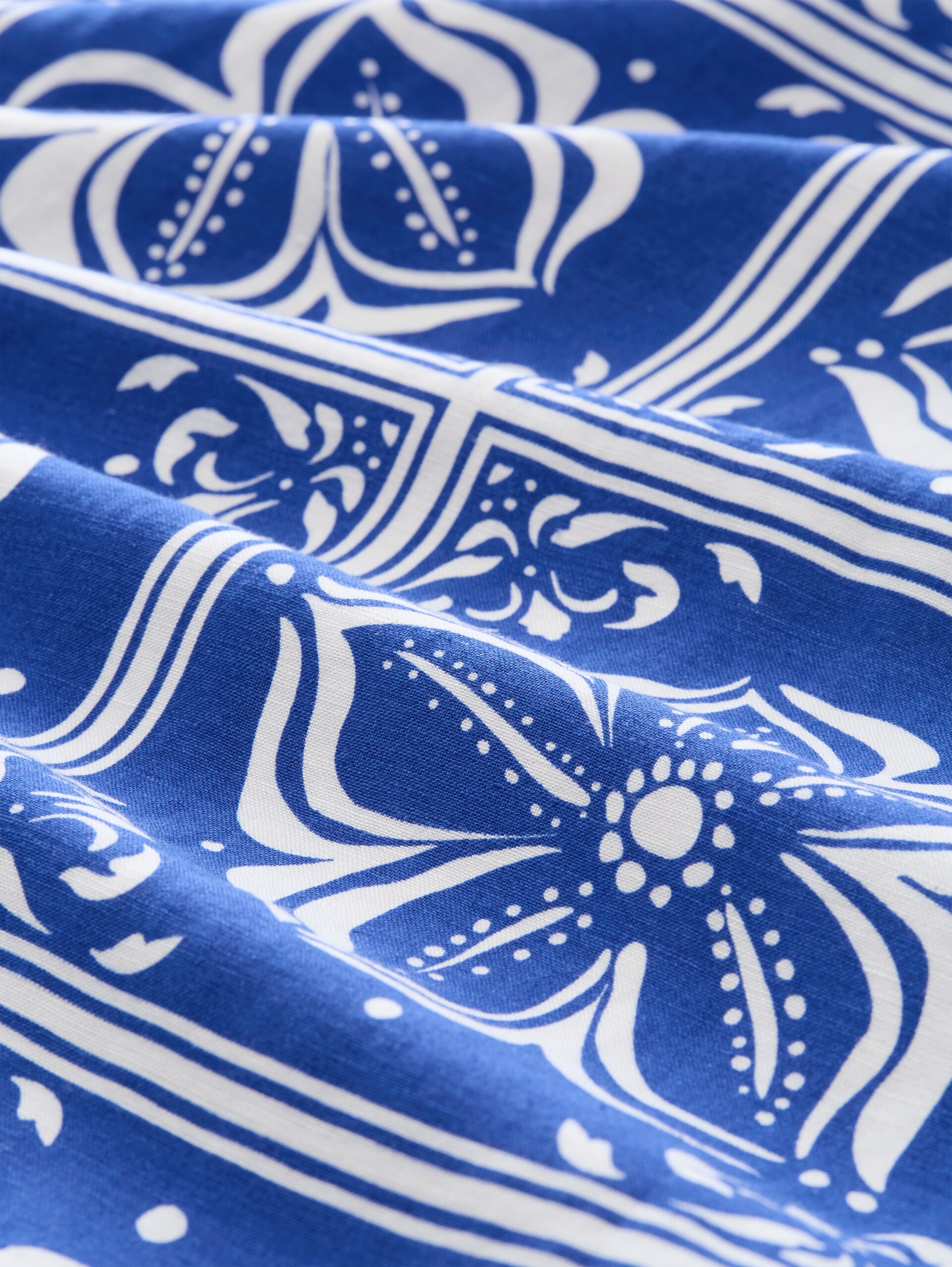 Plus Size - Kleid mit Leinenanteil - blue flower tile design - Material-Ansicht
