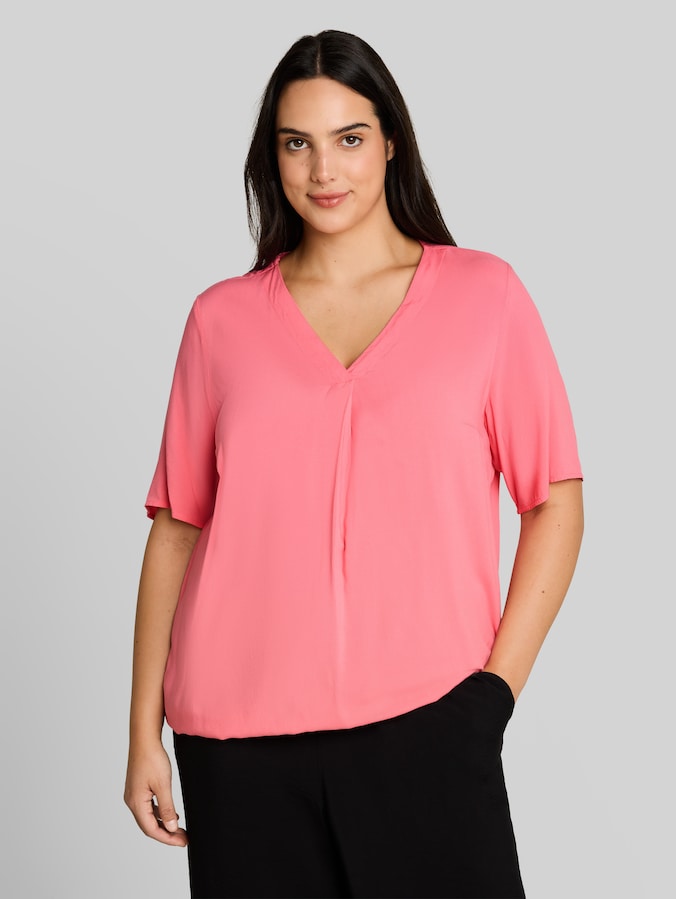 Plus Size - blouse van viscose door Women Plus Size, soft fuchsia pink