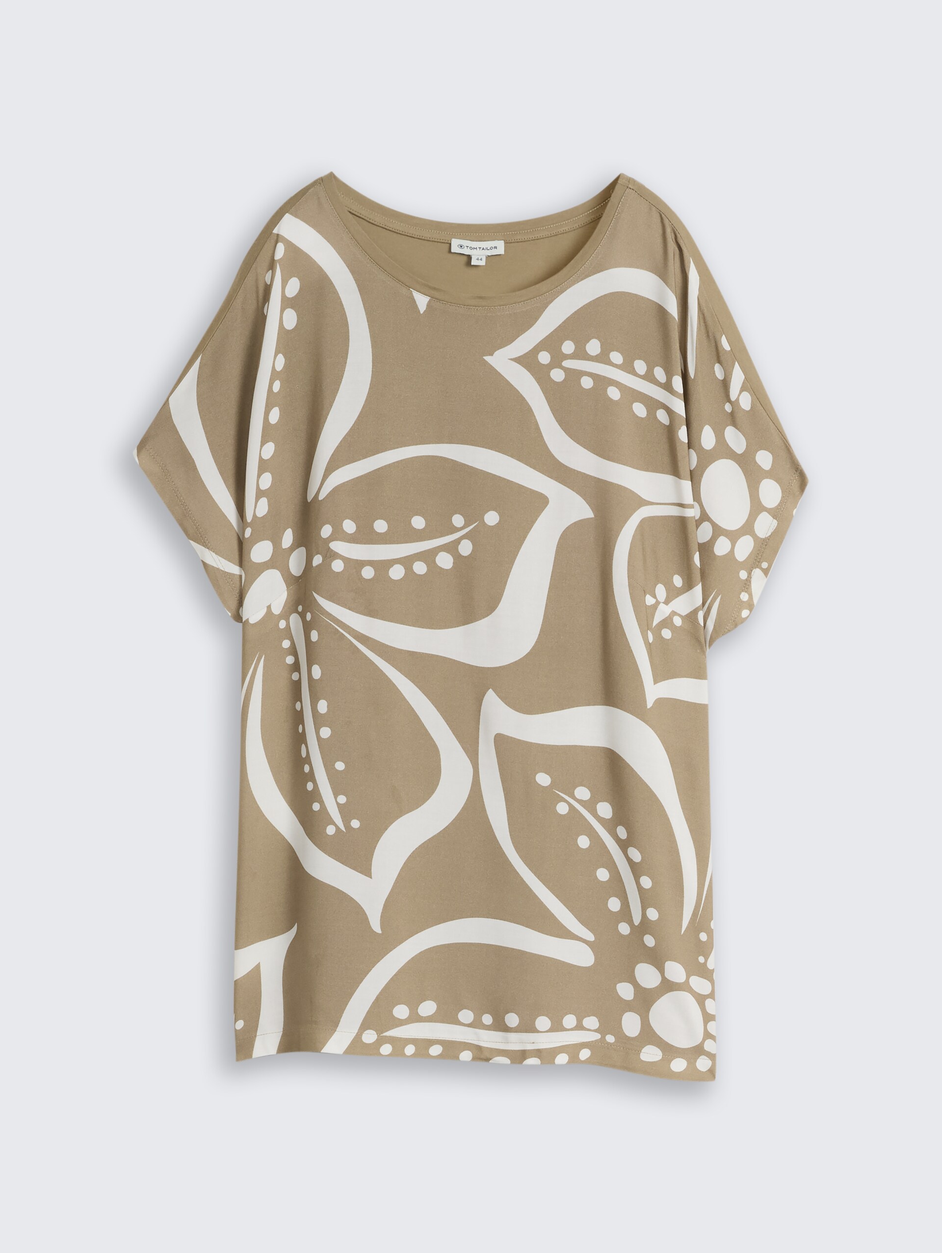 Plus Size - T-shirt in materiaalmix - Silver Olive - Product vooraanzicht