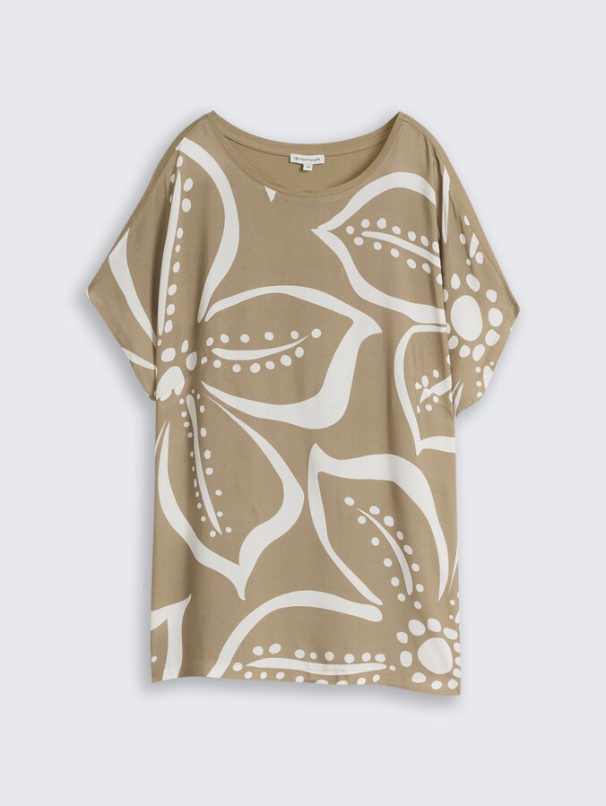 Plus Size - T-Shirt im Material-Mix von Women Plus Size, Silver Olive