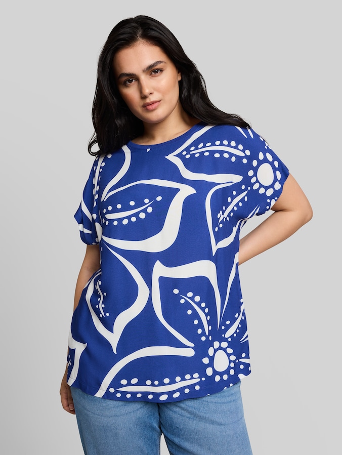 Plus Size - T-Shirt im Material-Mix von Women Plus Size, shiny royal blue