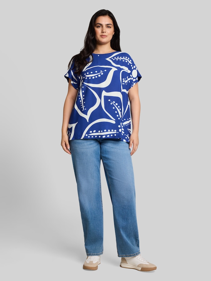 Plus Size - T-Shirt im Material-Mix von Women Plus Size, shiny royal blue