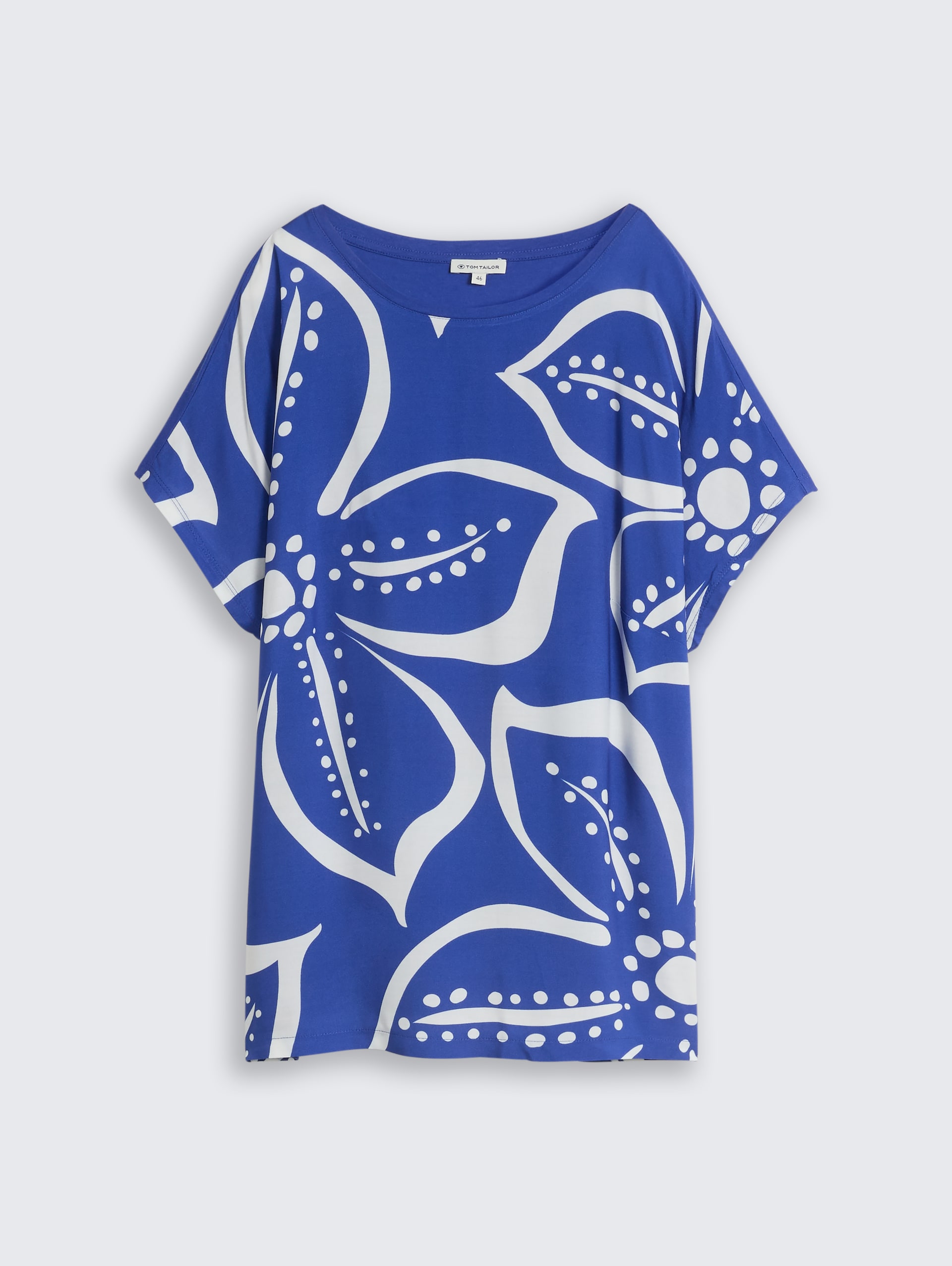 Plus Size - T-shirt in materiaalmix - shiny royal blue - Product vooraanzicht