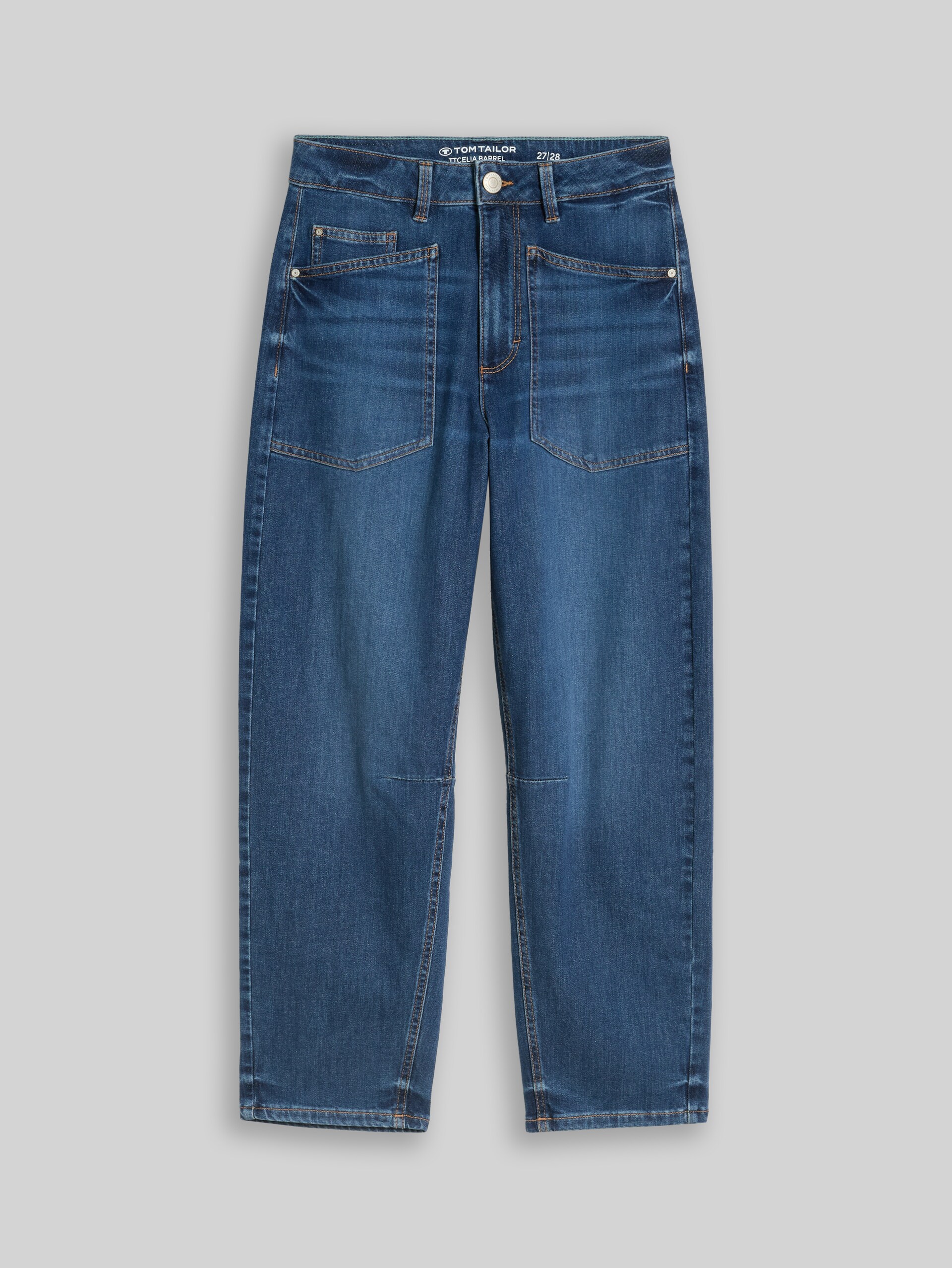 TTCELIA BARREL jeans with patch pockets - Used Mid Stone Blue Denim - Front product view