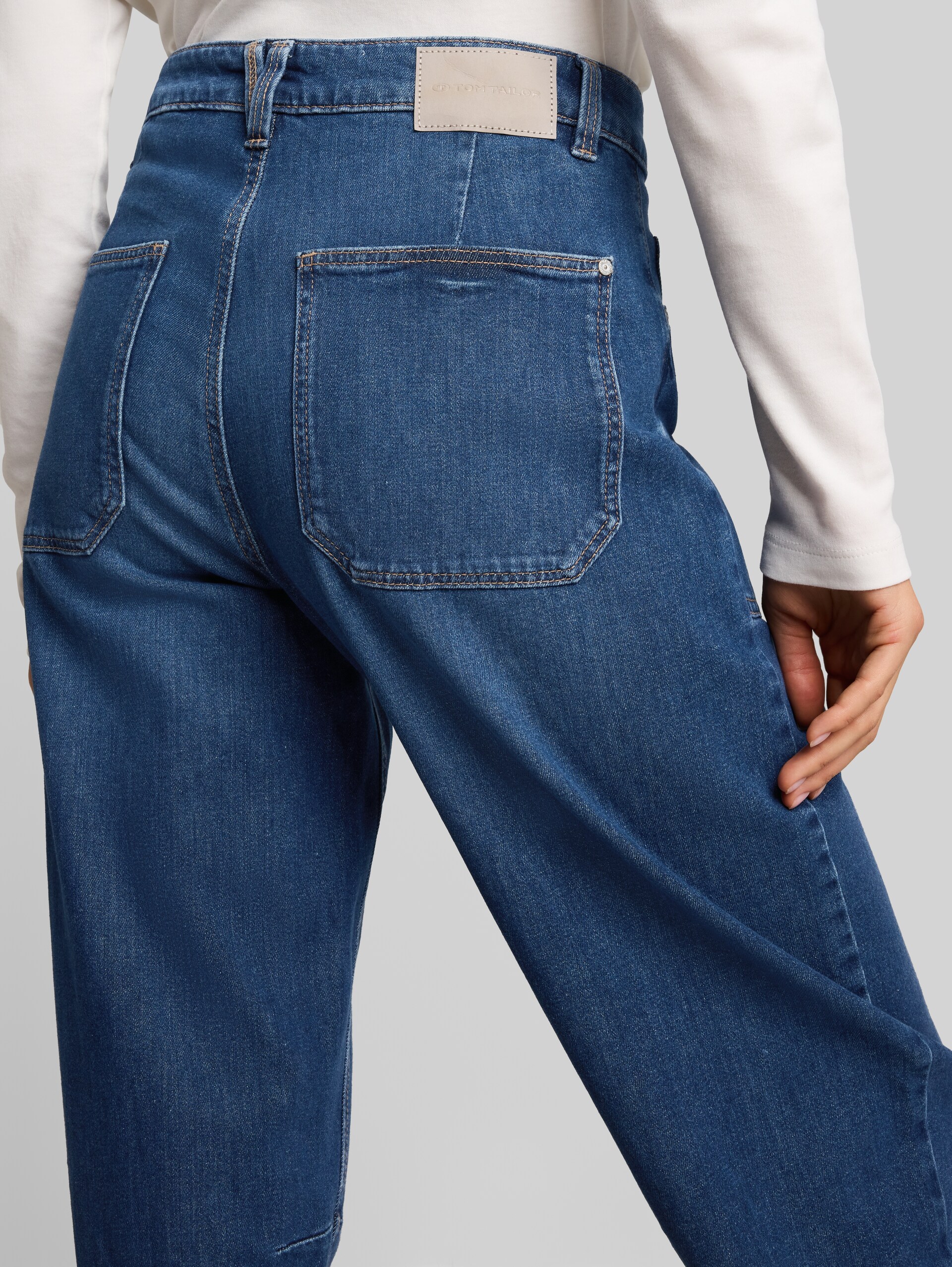 TTCELIA BARREL jeans with patch pockets - Used Mid Stone Blue Denim - Detail model view