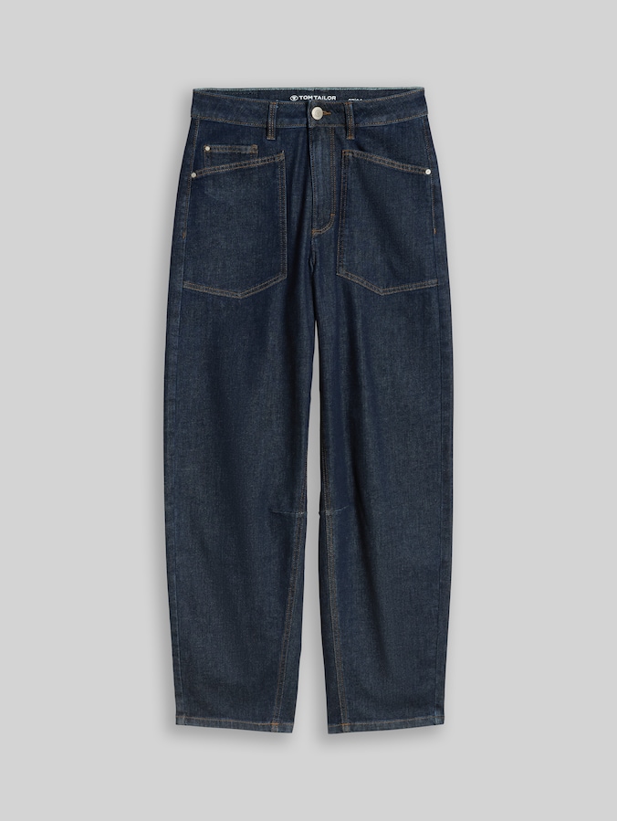 TTCELIA BARREL Jeans mit aufgesetzten Taschen von Women, Rinsed Blue Denim