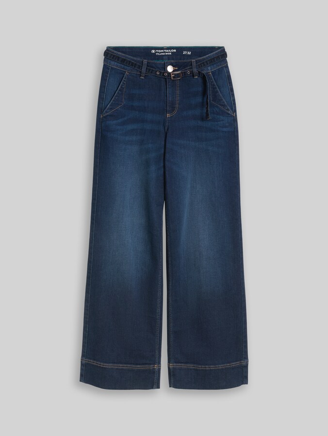 TTLUNA WIDE-jeans met riem door Women, Clean Dark Stone Blue Denim