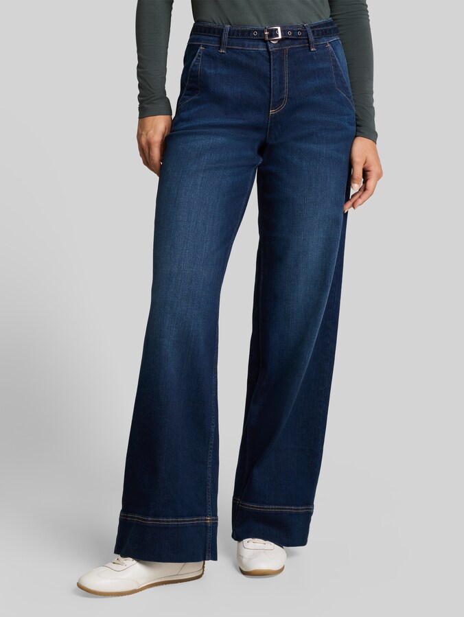TTLUNA WIDE-jeans met riem door Women, Clean Dark Stone Blue Denim