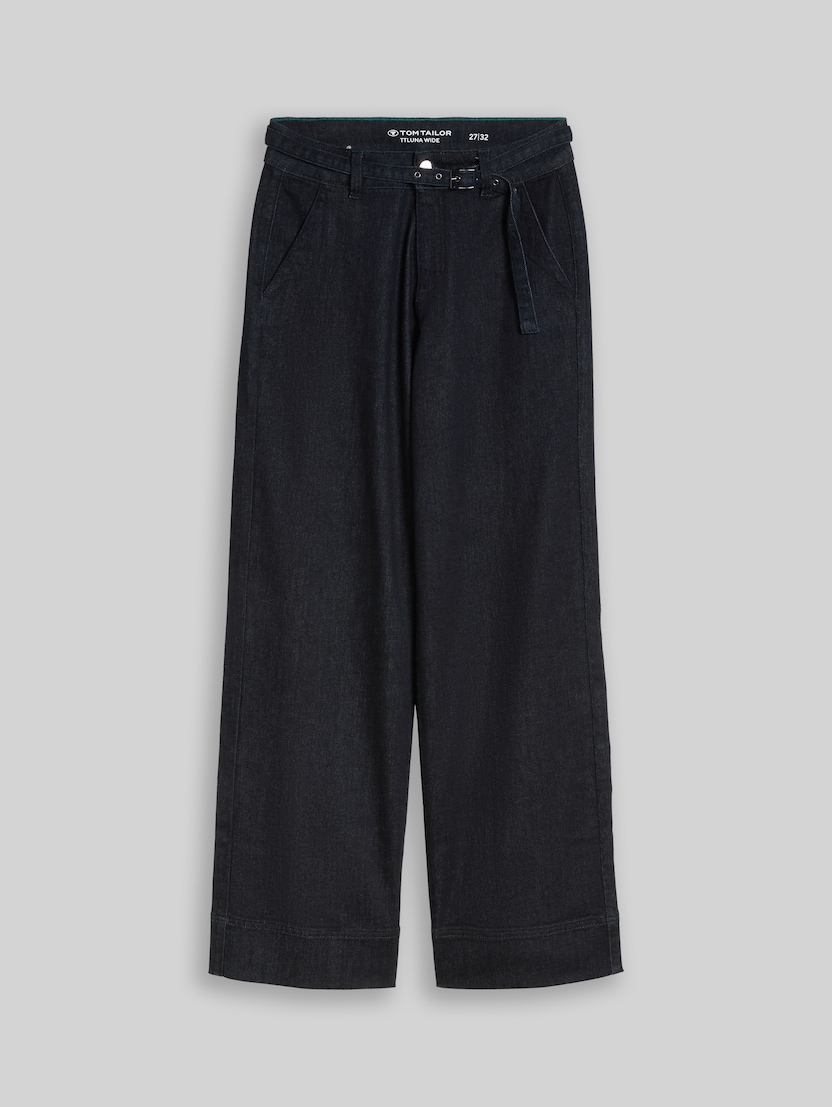TTLUNA WIDE jeans with belt by Women, Clean Rinsed Blue Denim