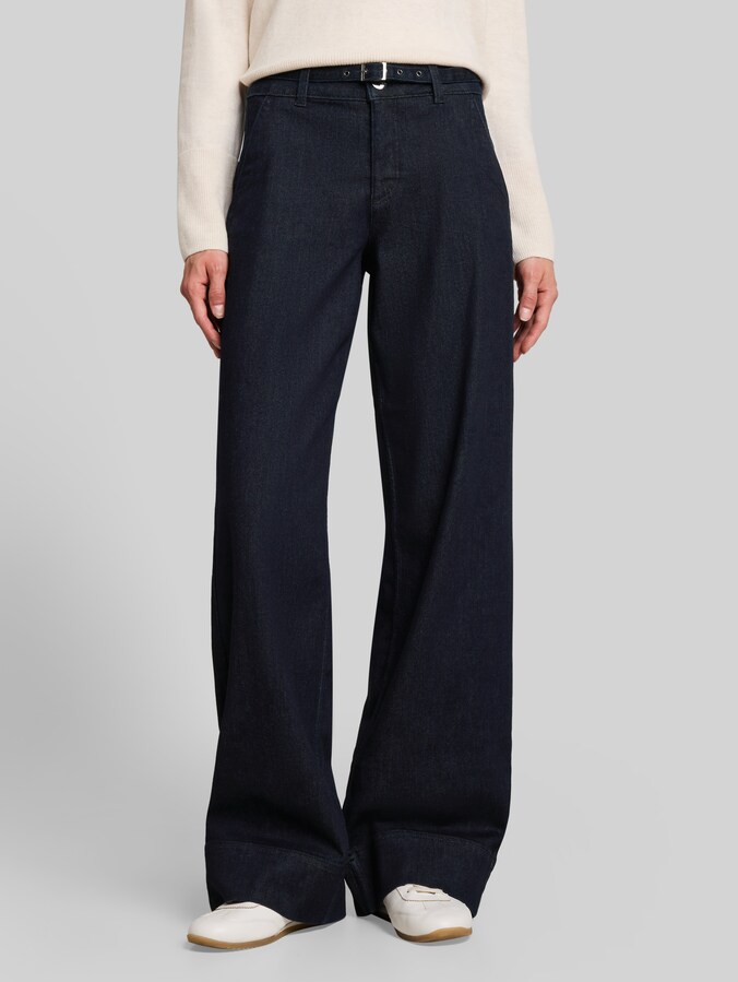 TTLUNA WIDE-jeans met riem door Women, Clean Rinsed Blue Denim