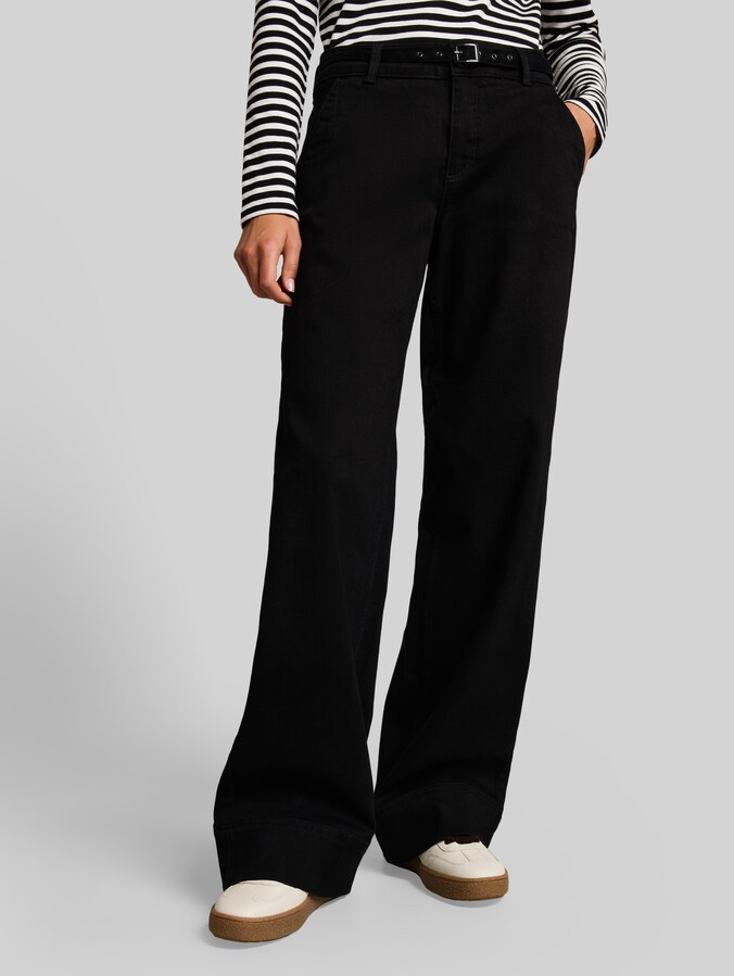TTLUNA WIDE-jeans met riem door Women, black denim